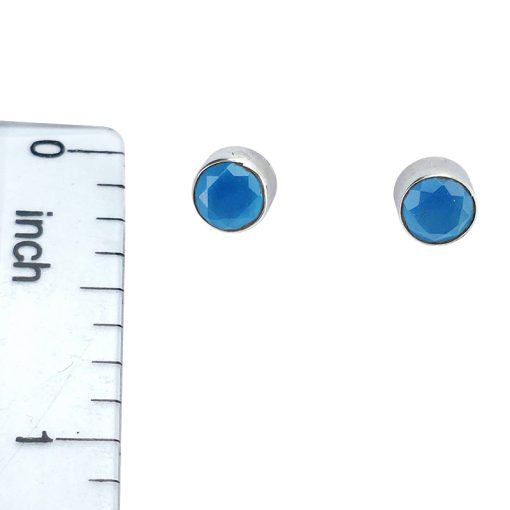 Faceted Blue Chalcedony Stud Earrings - Image 3
