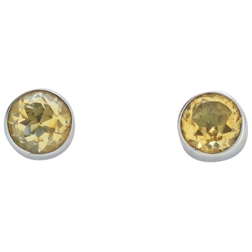 Faceted Citrine Sterling Silver Stud Earrings