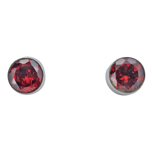 Faceted Garnet Sterling Silver Stud Earrings
