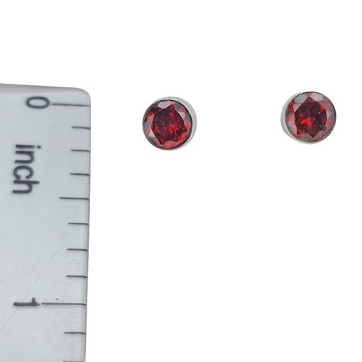 Faceted Garnet Sterling Silver Stud Earrings - Image 3