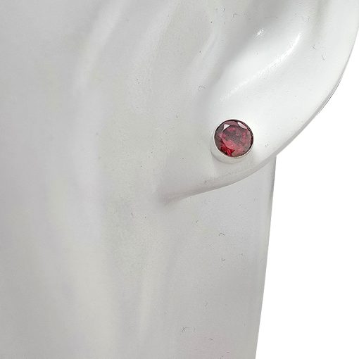 Faceted Garnet Sterling Silver Stud Earrings - Image 2