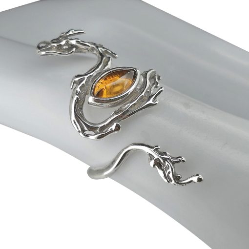 Dragon Cognac Amber Sterling Silver Adjustable Ring - Image 4