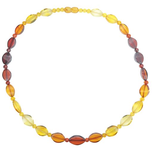 Rainbow Amber Beaded Necklace 18"