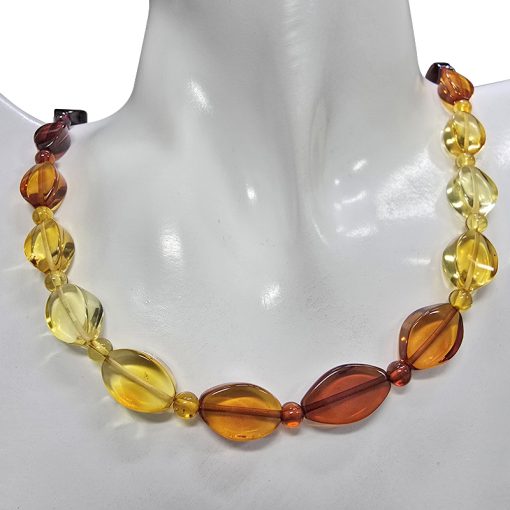 Rainbow Amber Beaded Necklace 18" - Image 2