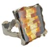 Mosaic Amber Sterling Silver Cuff Bracelet.