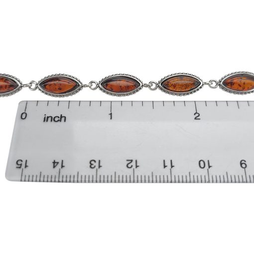 Cognac Amber Sterling Silver Link Bracelet - Image 3
