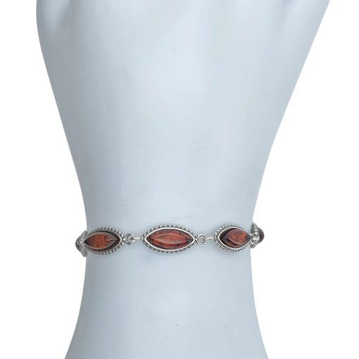 Cognac Amber Sterling Silver Link Bracelet - Image 2