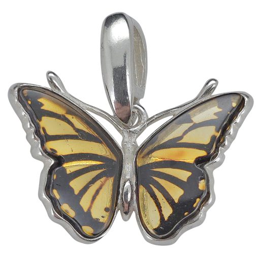 Monarch Butterfly Cameo Amber Pendant