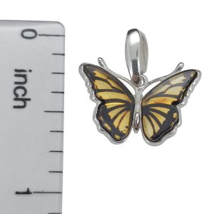 Monarch Butterfly Cameo Amber Pendant