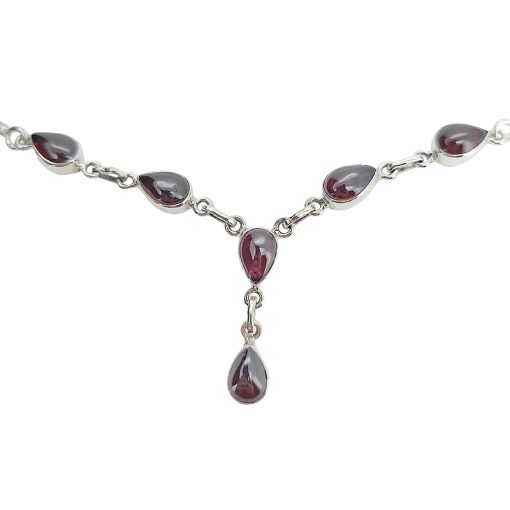 Garnet Sterling Silver 18" Long Necklace