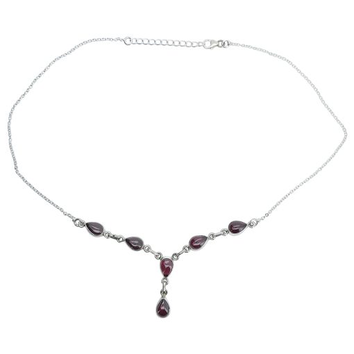 Garnet Sterling Silver 18" Long Necklace - Image 4