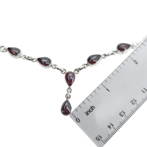 Garnet Sterling Silver 18" Long Necklace - Image 3