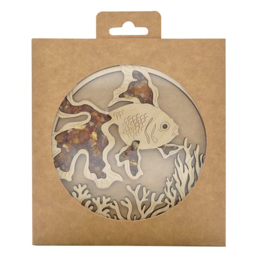Goldfish Amber Suncatcher/Magnet With Wooden Stand - Image 3