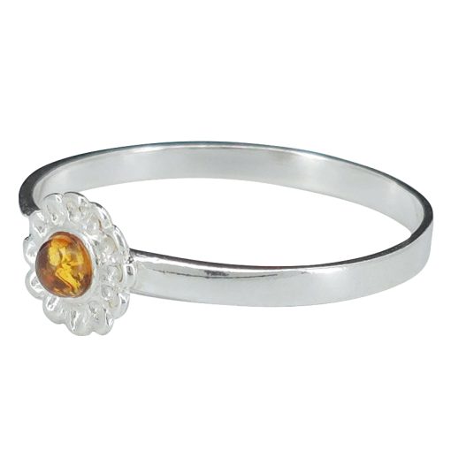 Amber Sterling Silver Flower Ring - Image 4