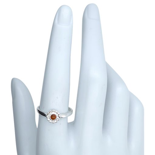 Amber Sterling Silver Flower Ring - Image 3