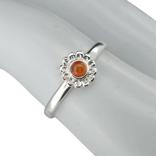 Amber Sterling Silver Flower Ring - Image 2