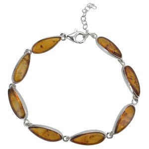 Amber Sterling Silver Link Bracelet