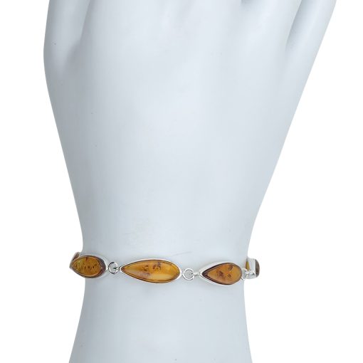Amber Sterling Silver Link Bracelet - Image 2