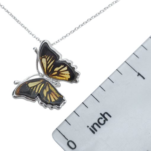 Amber Silver Butterfly Cameo Necklace - Image 3