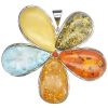 Flower Amber / Larimar Handmade Pendant