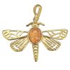 Butterfly Cognac Amber Gold Plated Silver Pendant