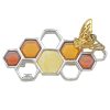 Amber Gold Plated Silver Bee On Honeycomb Pin/Brooch. Multi-color amber stones set in .925 sterling silver. 14K Gold-plated silver. Genuine Baltic amber.