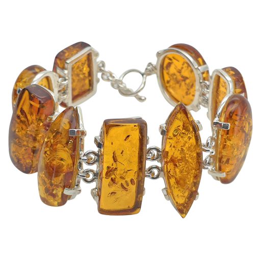 Cognac Amber Handmade Link Bracelet