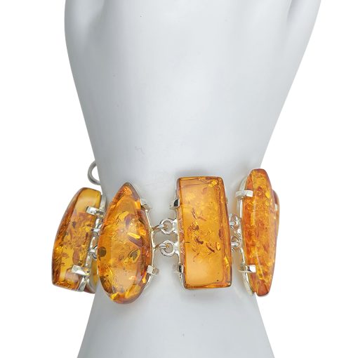 Cognac Amber Handmade Chunky Link Bracelet - Image 2