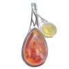 Multicolor Amber Sterling Silver Pendant