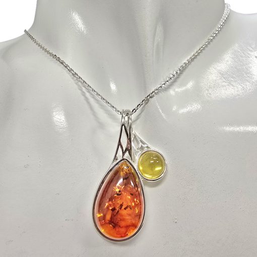 Multicolor Amber Sterling Silver Pendant - Image 2