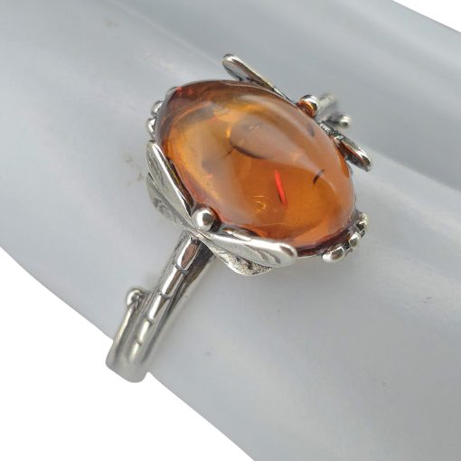 Cognac Amber Dragonfly Adjustable Ring - Image 2