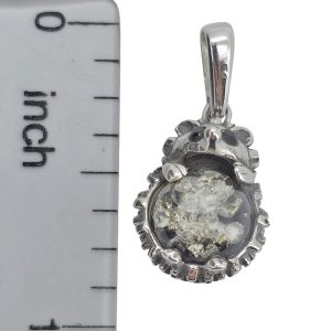 Green Amber Sterling Silver Hedgehog Pendant