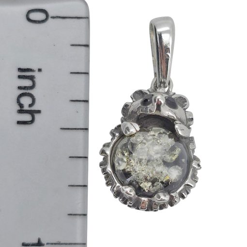 Green Amber Sterling Silver Hedgehog Pendant