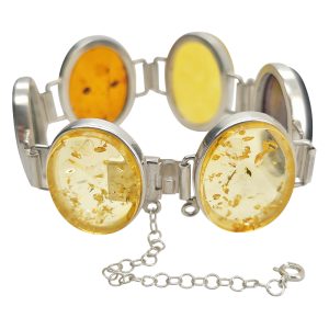Handmade Multi-Color Amber And Howlite Link Bracelet