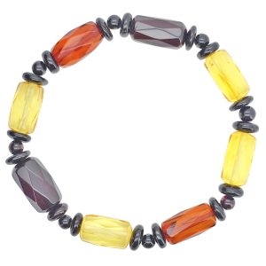 Faceted Amber Stretch Beaded Bracelet