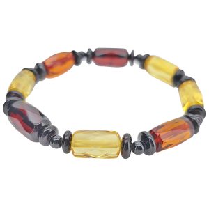 Faceted Amber Stretch Beaded Bracelet