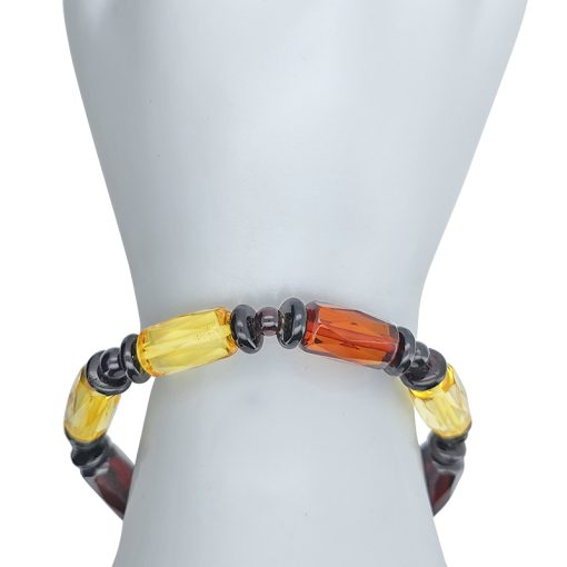 Faceted Amber Stretch Beaded Bracelet - Image 2