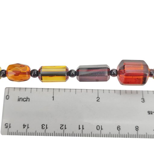 Faceted Multi-Color Amber Beaded Necklace 19" long