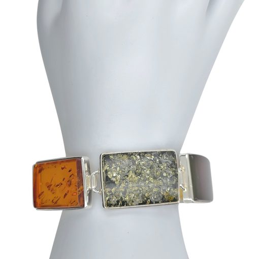 Multi Color Amber Sterling Silver Handmade Link Bracelet - Image 3