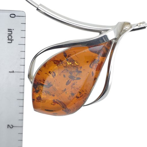 Cognac Amber Sterling Silver Handmade Necklace