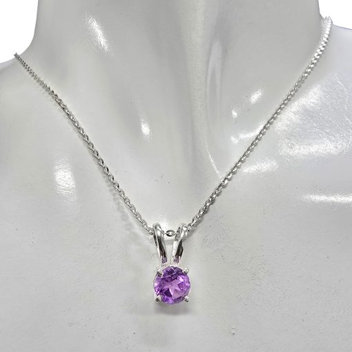 Faceted Amethyst Sterling Silver Pendant - Image 2
