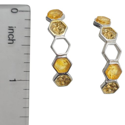 Citrine Amber Honeycomb Stud Earrings - Image 4