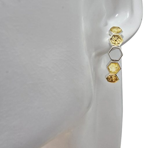 Citrine Amber Honeycomb Stud Earrings - Image 2