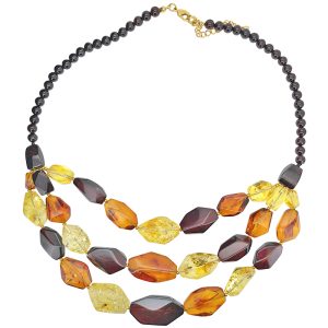 Alternative view of Multi Color Amber Beaded Necklace 19"