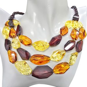 Multi-Color Amber Beaded Necklace 19"