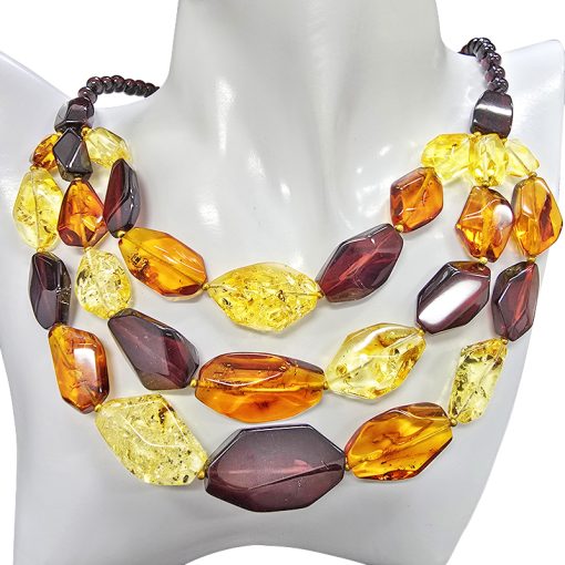Multi-Color Amber Beaded Necklace 19"