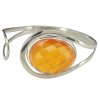 Faceted Amber Sterling Silver Cuff Bracelet