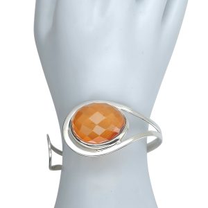 Alternative view of Faceted Amber Sterling Silver Cuff Bracelet