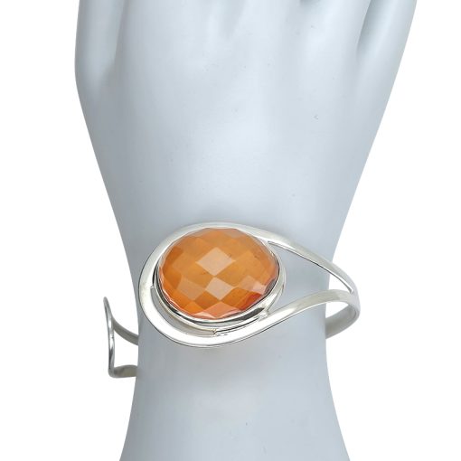 Faceted Amber Sterling Silver Cuff Bracelet - Image 2