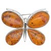 Amber Sterling Silver Handmade Butterfly Pin/Pendant